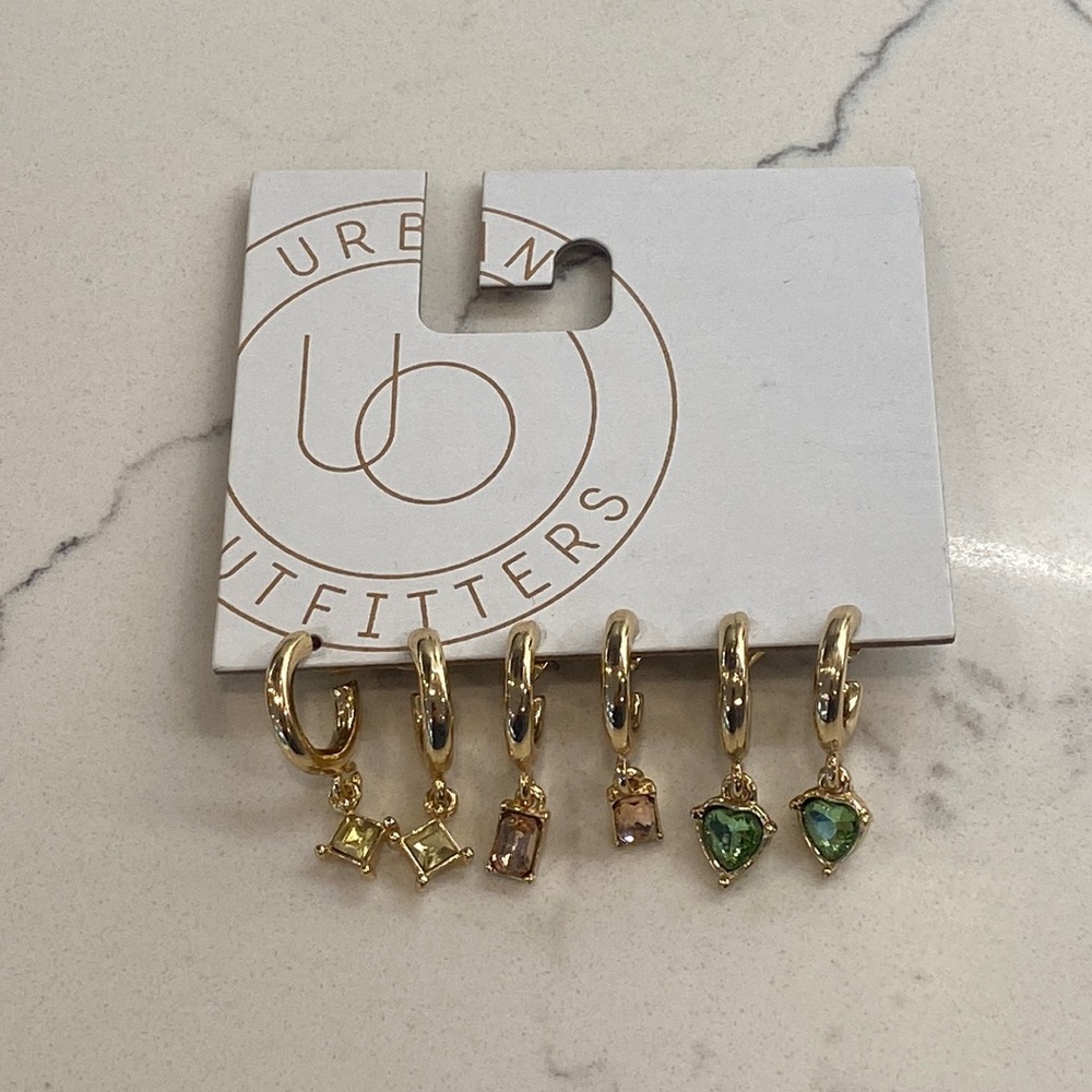 Pack of Gold Hoops with Gem Charms